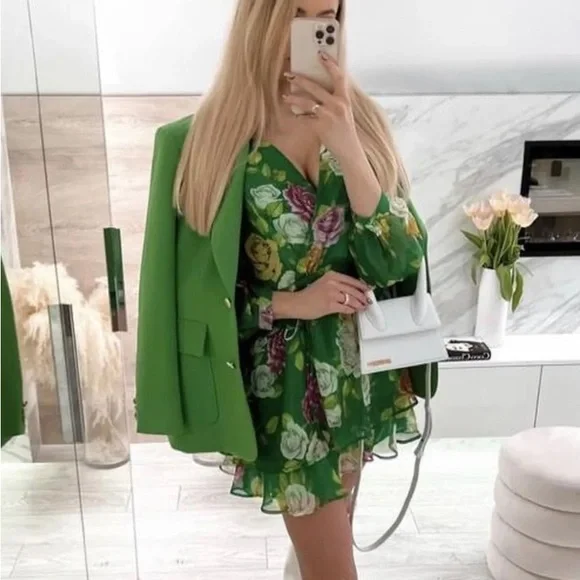 Zara green patch pocket blazer - Picture 5 of 7